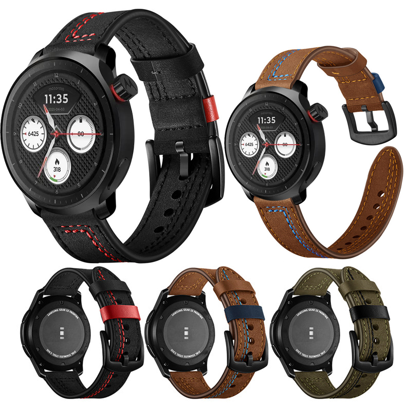 Leather Watch Strap for Motoro - Motorola Smartwatch Accessories ulasan dan harga
