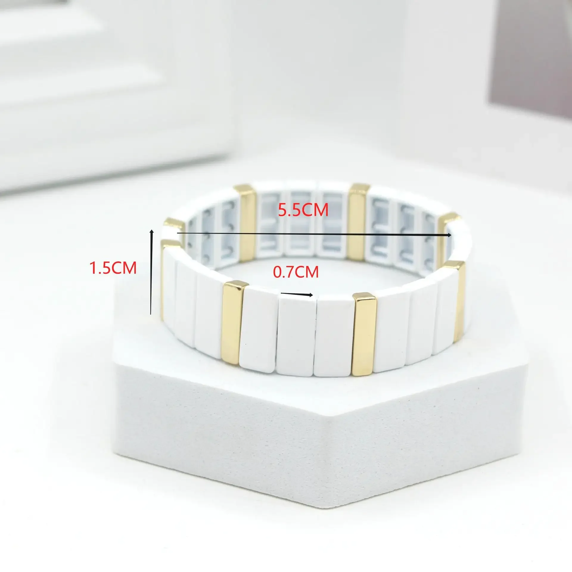 Bohemian Enamel White Cold Win - Ceramic Link Bracelet ulasan dan harga