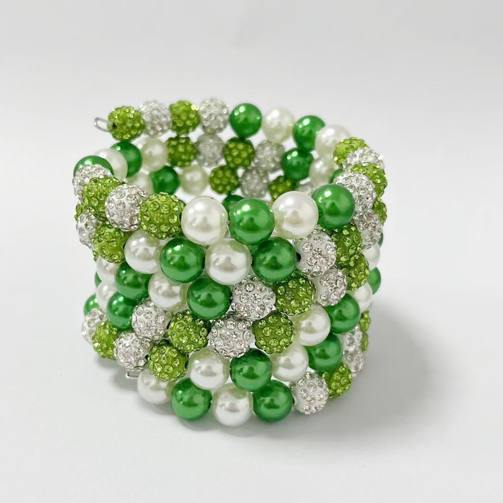 Links Multi-layer Green and Wh - Ceramic Link Bracelet ulasan dan harga
