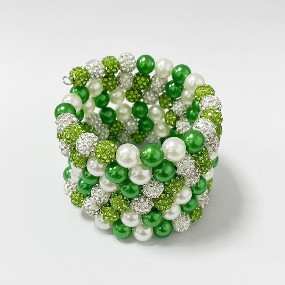 Links Multi-layer Green and Wh - Ceramic Link Bracelet ulasan dan harga