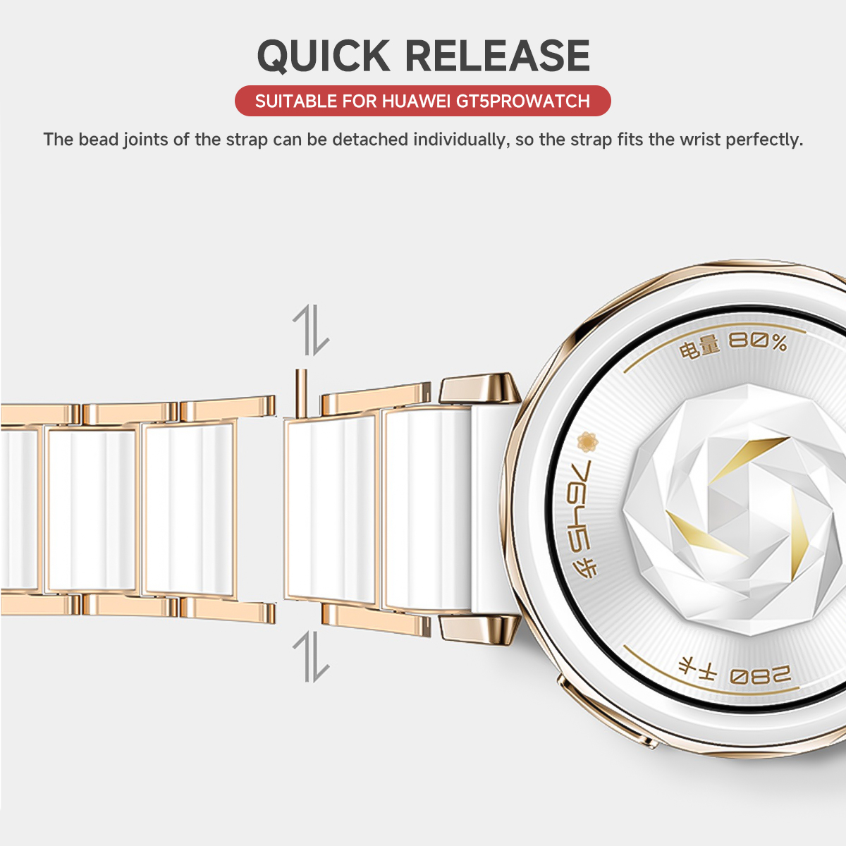 Ceramic Watch Strap for Huawei - Ceramic Link Bracelet ulasan dan harga